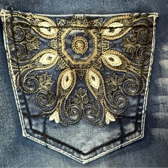 💙 HYDRAULIC Lola Curvy Low Rise Skinny Jeans 5/6 ✨ Embroidered Y2K Denim 💙 - Picture 4 of 13